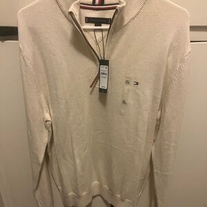Tommy Hilfiger Men's Zip-Up Sweater in Cream
